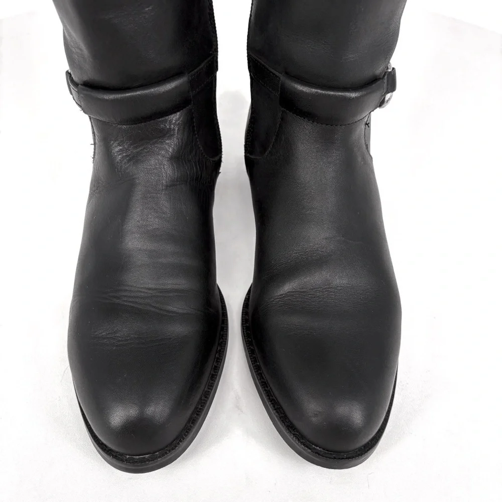 RALPH LAUREN Harlee Tall Black Leather Riding Boots Equestrian Knee High 6